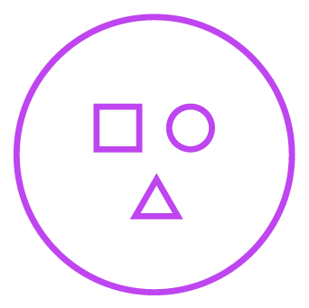 Square, triangle and circle icons inside larger circle